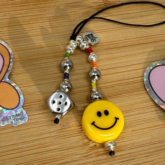 String Ting Teeny Ting Talisman | Role the Dice + Smiley Puck Bead - Picture 4 of 5